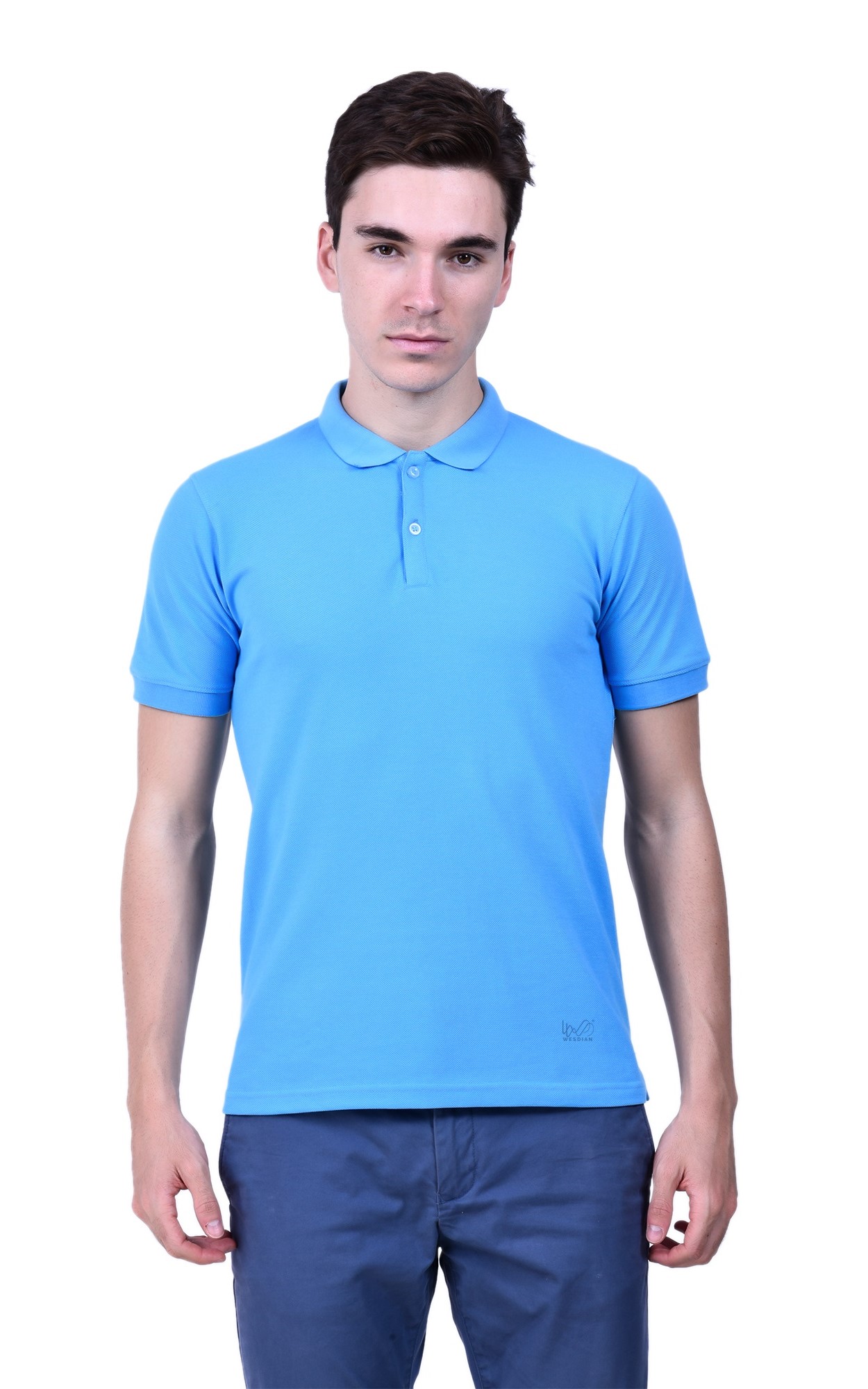 Sky Blue Collar Men’s Half T-shirt | Wesdian | Fashion & Beyond