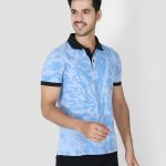 Polo Half Sleeve Cloud Print Men's T-Shirt