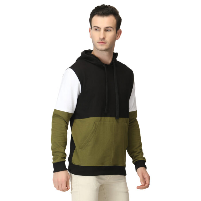 Black Olive White Hood Cotton Sweatshirt - Image 1