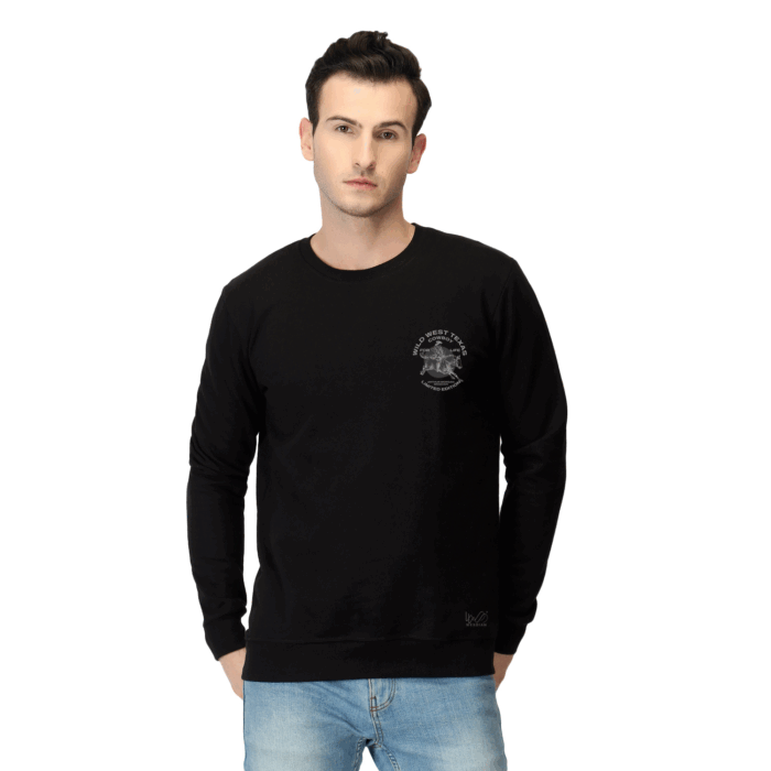 Cowboy Black Round Cotton Sweatshirt - Image 1