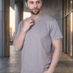 Grey Round Neck Half Sleeve Men T-shirt