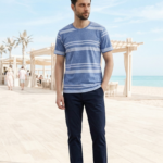 Indi-Go Stripes Round Half T-shirt